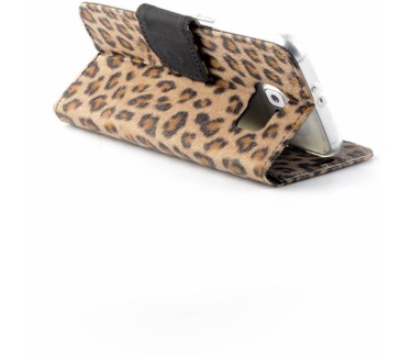 Panter print Lederen Bookcase hoesje voor de Samsung Galaxy S6 (Samsung Galaxy S6)