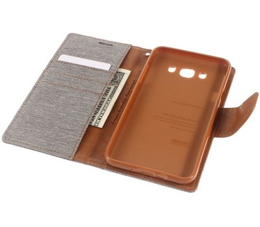 Mercury Canvas Diary Wallet Case Samsung Galaxy J5 (2016) - Grijs Grijs