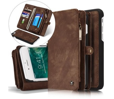 Caseme iphone 7 Plus Vintage Lederen Portemonnee Hoesje - uitneembaar met backcover (bruin)