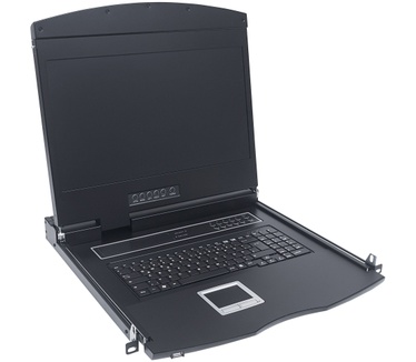 Intellinet Rackmount 19" LCD DVI Console, 19-Inch LCD Panel, 1U, DVI, Modular system, German Layout (Euro 2-pin plug)