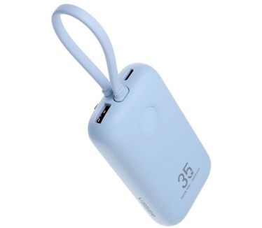 VEGER powerbank 10000 mAh with built-in cabels Type C / Lightning PD QC3.0 35W K1 (W1188) sky blue