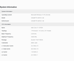 Intel Core i7-12700H Geekbench