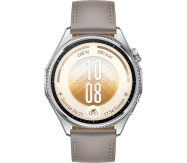 Huawei WATCH GT 7 46 mm / Behuizing van titaniumlegering/ Grijs leer band / Batterijduur tot 21 dagen / GPS / ECG /Compatibel met iOS en Android, Goud (Grijs)