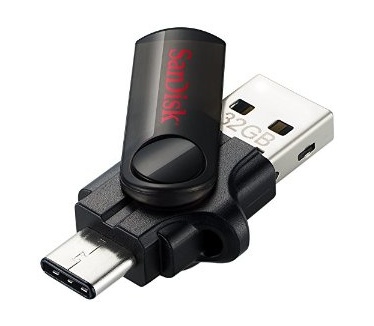Sandisk Dual USB Drive Type-C 32GB Zwart