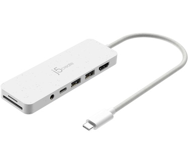 j5create JCD373EW-N Milieuvriendelijke USB-C®-hub met meerdere poorten en stroomvoorziening