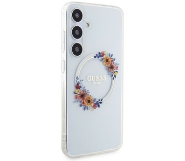Guess Flowers Wreath Back Case - Samsung Galaxy S24 Plus - Clear Transparant