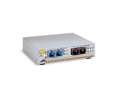 Allied Telesis 100FX(SC) MM to 100FX (SC) SM 15km Media Converter, EU power cord