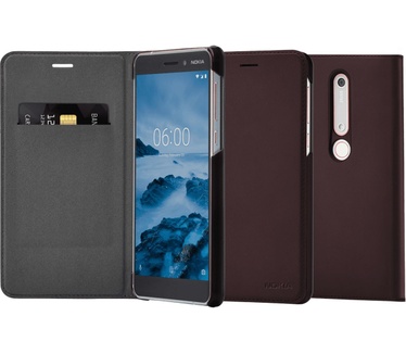 Nokia 6 (2018) Origineel Slim Flip Case PU Leder  Bordeaux Rood