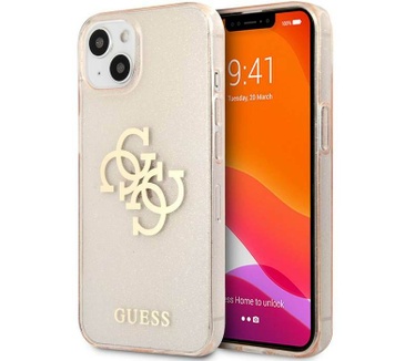 Guess 4G Logo Glitter TPU - Apple iPhone 13 Mini (5.4") - Goud Goud
