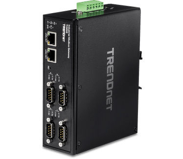 Trendnet TI-M42. Kleur van het product: Zwart, Internationale veiligheidscode (IP): IP30. Interface: 4 x Serial (DB-9) ports. Ethernet LAN, data-overdrachtsnelheden: 10,100 Mbit/s, Netwerkstandaard: IEEE 802.3, IEEE 802.3u, IEEE 802.3x. Soort serieële aan