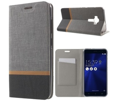 qMust Asus Zenfone 3 (5.5 inch) ZE552KL Wallet Case - TPU frame - Striped Grey