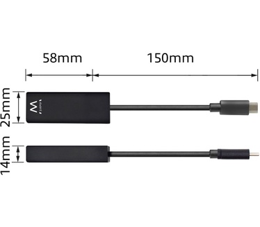 Ewent EW9828 USB-C Gigabit Ethernet adapter Zwart