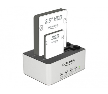 Delock USB 3.0 Dual Docking Station for 2 x SATA HDD / SSD with Clone Function in Metal Housing