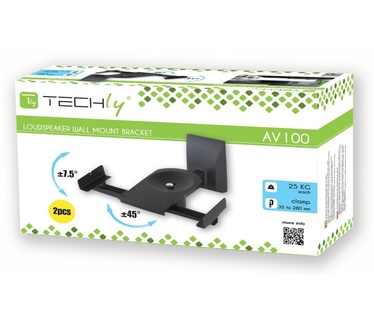 Techly Couple Speakers Wall Brackets up to 25kg Black ICA-SP SS201