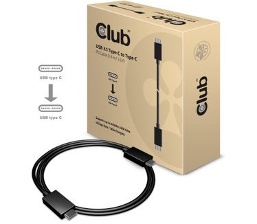 Club 3D USB 3.1 Type C (10Gbps) Kabel 0.8Meter, PowerDelivery 100Waatt, Supports 4K60Hz