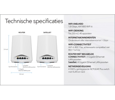Netgear Orbi Pro Dual-Band WiFi Mini WiFi 6 Router + 1x Satelliet