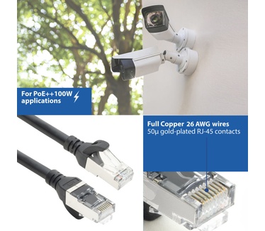 ACT Zwart 0,5 meter TPE S/FTP CAT6A ultra-flex patchkabel snagless met RJ45 connectoren
