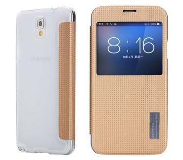 Rock Galaxy Note 3 Neo Window Leather Case (ELEGANT Serie champagne)