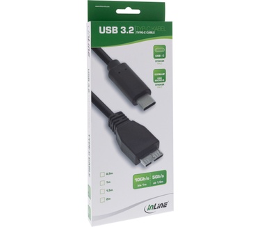 InLine USB C/USB Micro-B, 1 m Zwart
