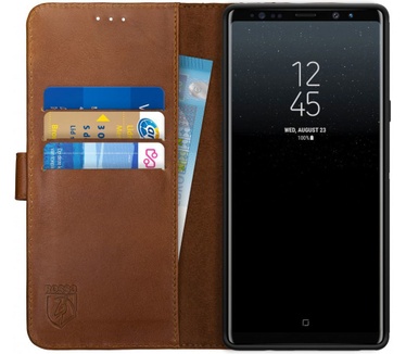 Rosso Deluxe Samsung Galaxy Note 9 Hoesje Echt Leer Book Case Bruin (Galaxy Note 9) Bruin