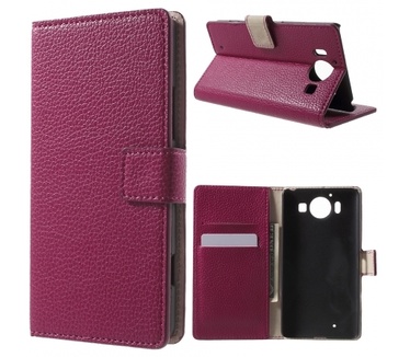 Kees Lederlook Portemonnee Hoesje Microsoft Lumia 950 - Roze