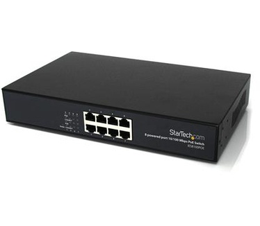 Startech.com 8-poort 10/100 PSE Industriële Power over Ethernet Switch alle 8 poorten PoE