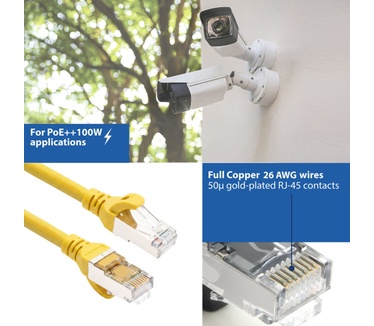 ACT Geel 3 meter TPE S/FTP CAT6A ultra-flex patchkabel snagless met RJ45 connectoren
