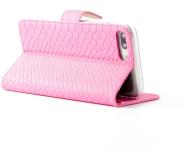 Schubben design Lederen Bookcase hoesje voor de Apple iPhone 8 Plus - Lichtroze (Apple iPhone 8 Plus) Roze