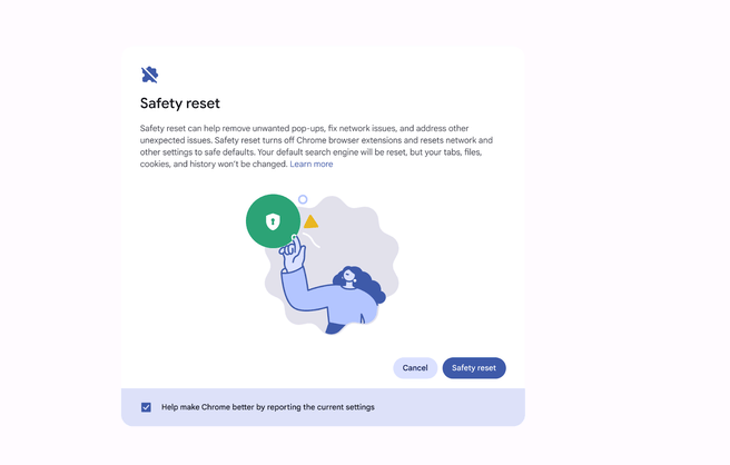 Sadety reset-functie in ChromeOS
