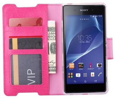 Luxe Lederen Bookcase hoesje voor de Sony Xperia Z2 - Roze (Sony Xperia Z2) Roze