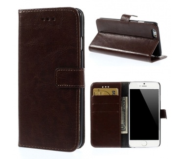 Kees Lederlook Portemonnee Hoesje Apple iPhone 6 - Bruin