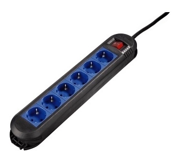 Hama Distribution Panel "Colour", 6-way, black/blue