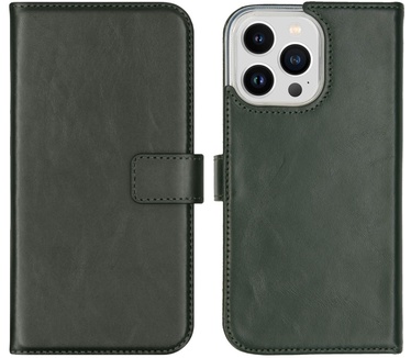 Selencia Echt Lederen Bookcase iPhone 14 Pro Max - Groen