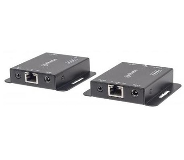 Manhattan HDMI 1080p over Ethernet Extender Kit, Up to 50m with Single Cat6 Cable, Tx & Rx Modules, IR Support (Euro 2-pin plug)