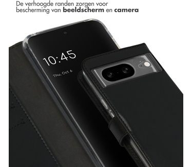 Selencia Echt Leren Bookcase Google Pixel 8 - Zwart