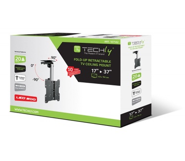 Techly Fold-Up Retractable Ceiling Mount for TV LED/LCD 17"-37" Black