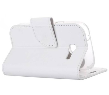 Luxe Lederen Bookcase hoesje voor de Samsung Galaxy Trend Lite - Wit (Samsung Galaxy Trend Lite) Wit