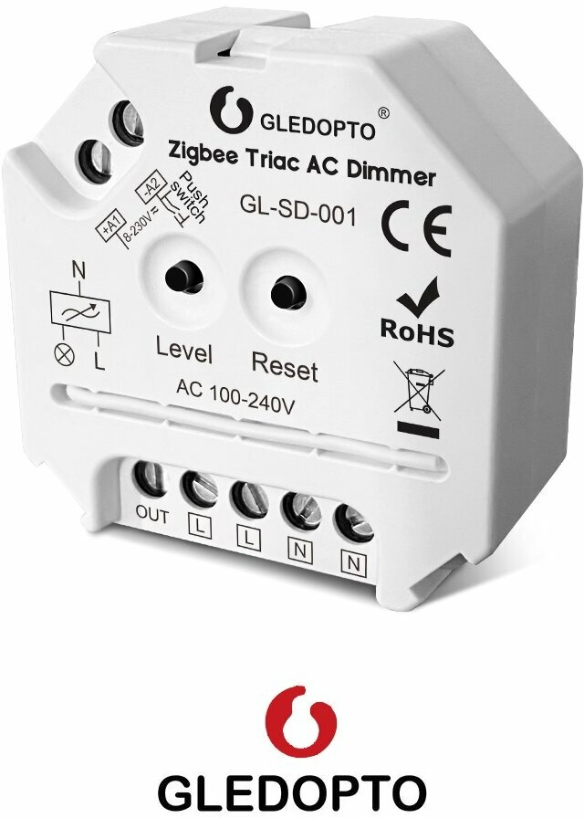 Gledopto ZigBee installation box flushmounted dimmer control unit