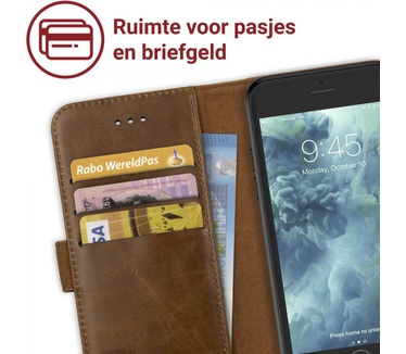 Rosso Apple iPhone 7 Hoesje Echt Leer Pasjes Book Case Bruin Bruin