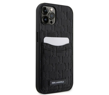 Karl Lagerfeld Saffiano Card Back Case - iPhone 12/12 Pro - Zwart Zwart