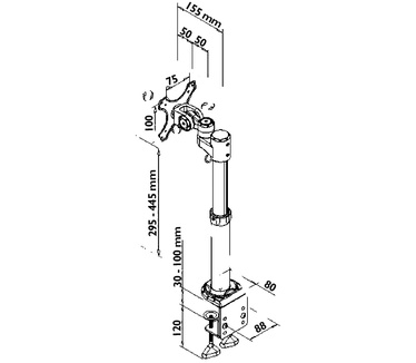 DesQ 1567 houder voor platte beeldschermen voor op het bureau - platte beeldschermen (10 kg, in hoogte verstelbaar, zilver)