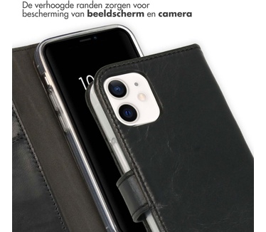 Selencia Echt Lederen Bookcase iPhone 12 Mini - Zwart
