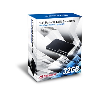Transcend SSD18M Solid-State Disk 1.8 inch 32 GB eSATA Mini USB 2.0 SSD18M Series zwart (hoogglans) 32GB Zwart