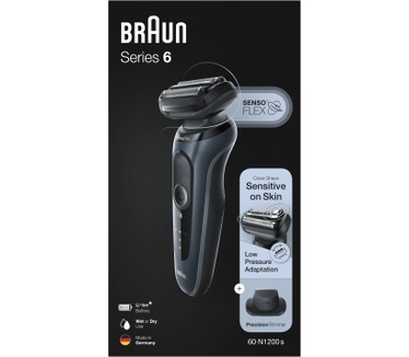 Braun Series 6 60-N1200s Elektrisch Scheerapparaat Met Precisietrimmer, Grijs
