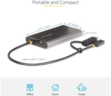 Startech.com USB-C naar Dual-HDMI Adapter, USB-C of A naar 2x HDMI, 4K 60Hz, 100W Power Delivery Pass-Through, 30cm Ingebouwde Kabel, USB naar HDMI Multi-Monitor Converter voor Laptop (109B-USBC-HDMI)
