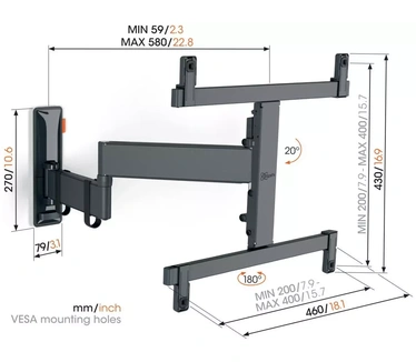 Vogel's VOGELS Muurbeugel Full Motion+ 32" - 65" Zwart