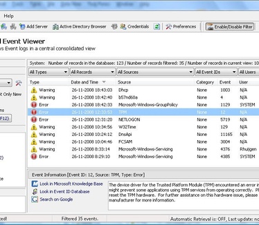 Advanced Event Viewer screenshot