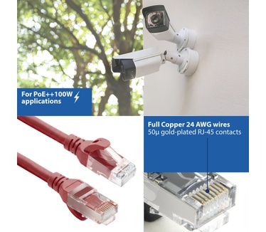 ACT Rode 2 meter TPE U/UTP CAT6A ultra-flex patchkabel snagless met RJ45 connectoren