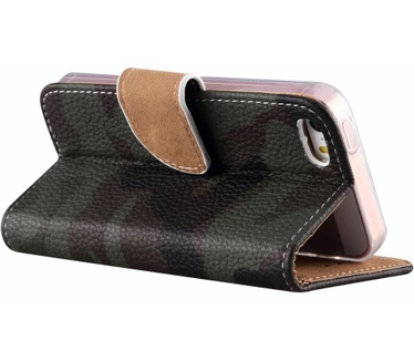 Leger Camouflage print lederen Bookcase hoesje voor de Apple iPhone SE (Apple iPhone SE)