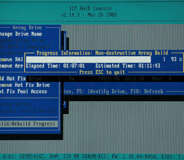 ICP Vortex GDT8546RZ BIOS - RAID 5 rebuild